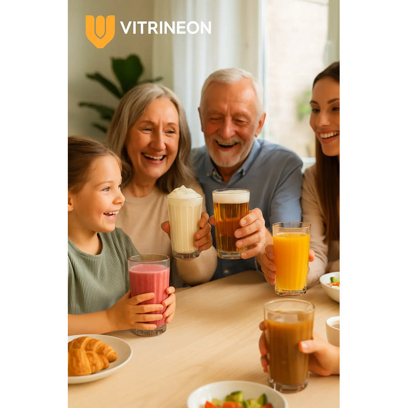 Vitrineon Vasos Vidrio 330 Ml Set 6 Jugos Cervezas Bebidas Transparente