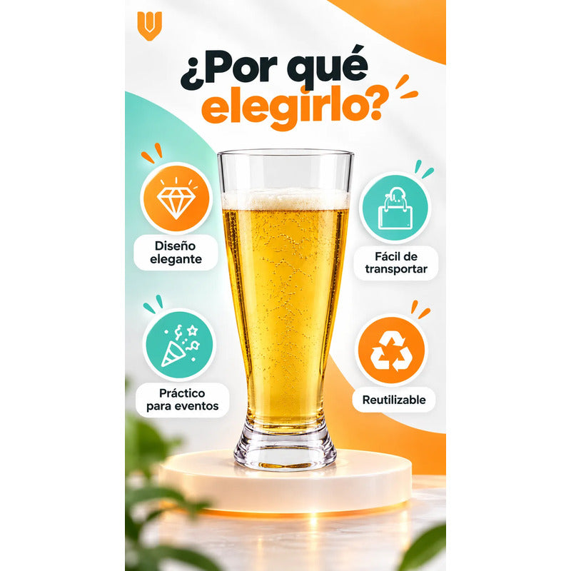 Vaso Acrilico Cervecero Reutilizable 440 Ml Transparente Vaso Transparente