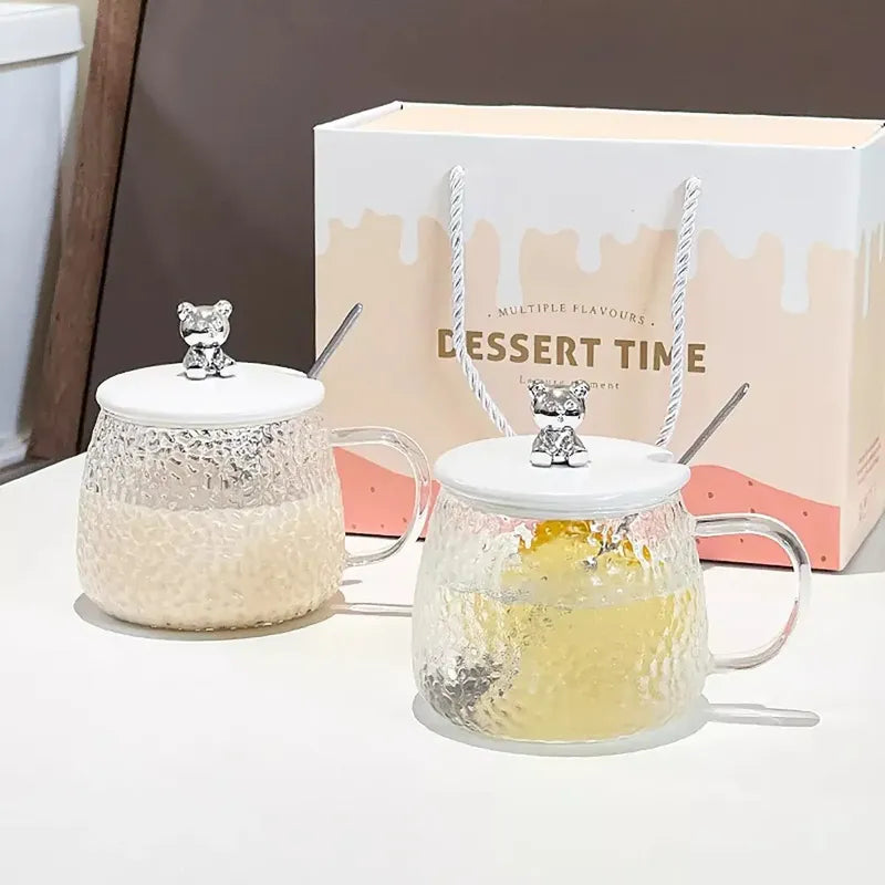 6 Taza Vasos Para Cafe Taza De Cafe Taza De Vidrio Cuchara T Transparente Oso