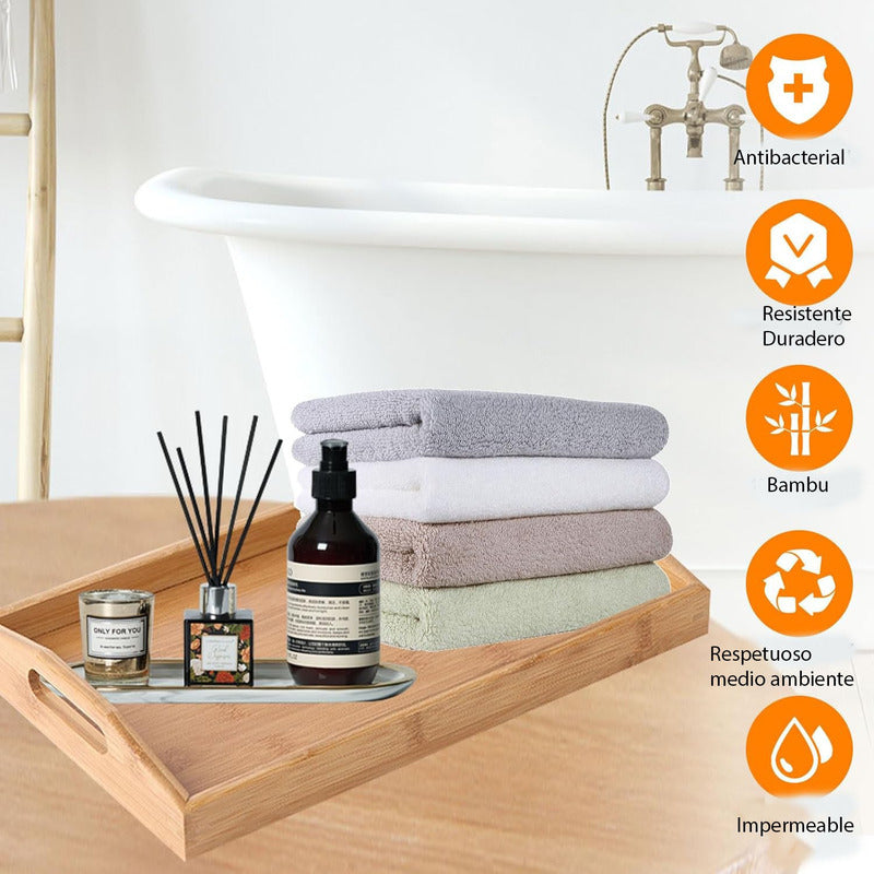 Bandejas De Bambu Bandeja Madera Para Desayuno Bambu 40x28cm