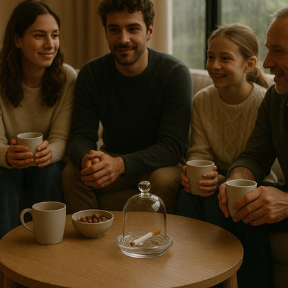 Cenicero De Vidrio Circular Con Tapa Cenicero Vidrio Redondo