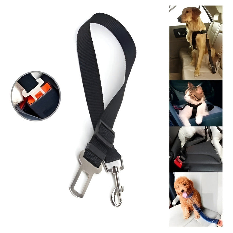 Cinturón De Seguridad Para Perros Y Gatos Pet Woof Negro