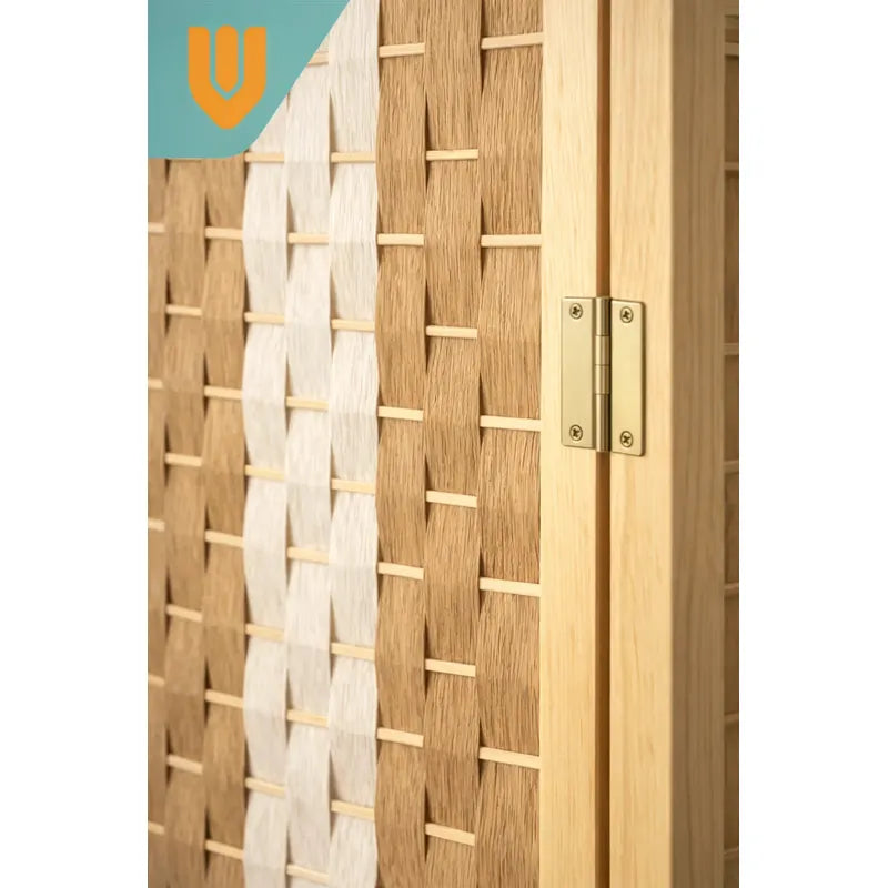 Biombo Separador Oficina Ambientes Divisor 4 Puertas 180 Cm Geométrico Blanco/marrón
