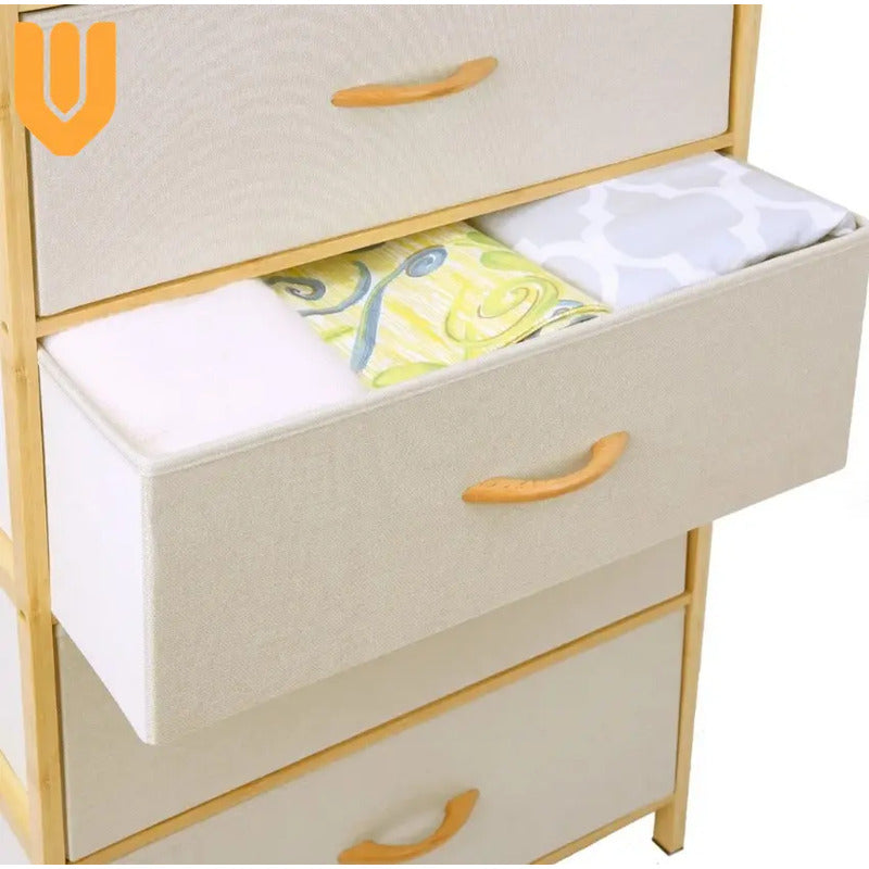 Organizador Comoda Bambu Cajonera 4 Niveles Organización Hog Bambu/cajones Blancos
