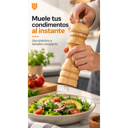 Molinillo Sal Especieros Condimentos Dispensador Pimentero 2 Marron Claro Natural Tono Bambu Beige Madera Clara Veta Visible Acabado Natural Cocina Mesa Hogar Vitrineon Cl Diario
