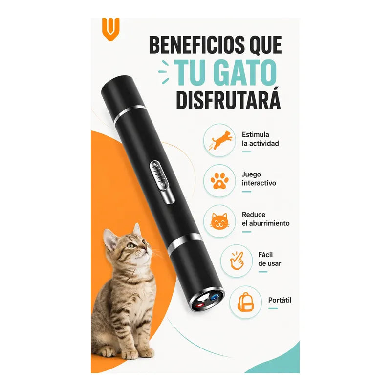 Laser Juguete Gato Interactivo Accesorios Puntero Mascotas Negro Pequeño