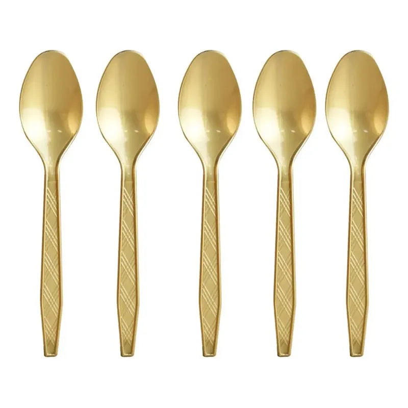12 Cuchara Postre Cucharas Plasticas Cuchara Desechables Dorado Oscuro