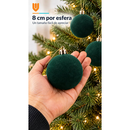 6 Esferas Navidad Adorno Piel Durazno Bolas Decorar 8cm Esferas Navidad Adorno Piel Durazno Bolas Decorar 8cm Verde Esferas... 8cm