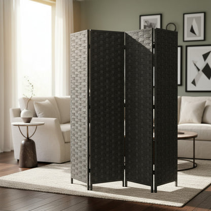 Separador Ambientes Ratán Premium Oficina 4 Paneles Vitrineo