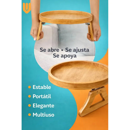Bandeja Plegable Porta Vasos Bambu Mueble Reposabrazos Sofa Bandeja Madera Sofa Compacta Porta Vasos Antideslizante Soporte Tazas Organizador Hogar Living Bambu