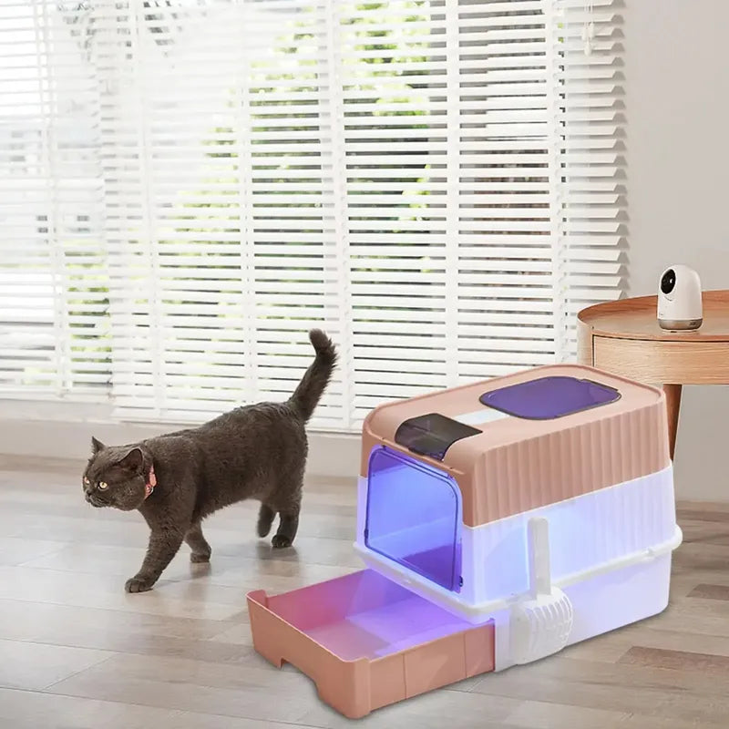 Arenero Xl Baño Sanitario Gatos + Arena Sanitaria Gatos 5kg Rosa