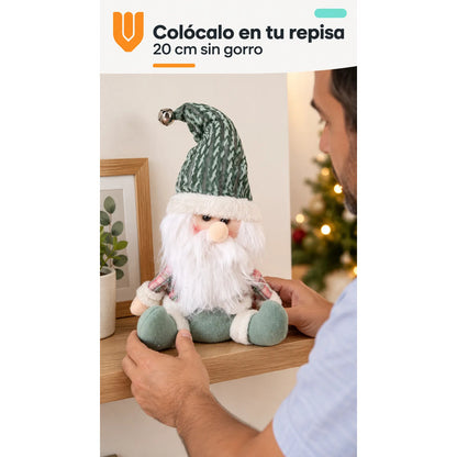 Muñeco Pascuero Navideño 45cm Decorativo Figuras Navidad Blanco Muñeco Pascuero Navideño Muñeco Papá Noel Viejito Pascuero Santa Claus Gorro Barba Blanca Figura Verdes Cascabel 45cm-pascuero