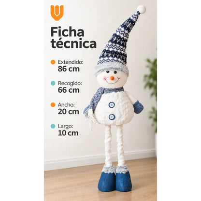 Muñeco Nieve Navideño 86cm Retraible Decorativo Figura Blanco Muñeco Adorno Navideño Muñeco Papá Noel Viejito Pascuero Santa Claus Gorro Barba Blanca Figura Verdes Cascabel 86cm Retraible