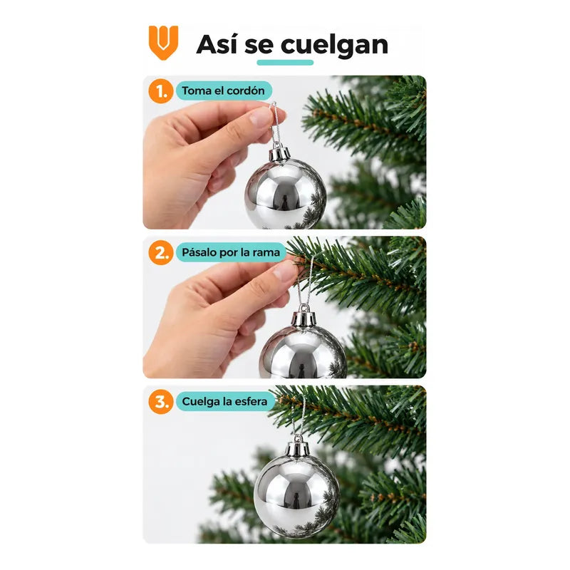 20 Esferas Navidad Adorno Bolas Decorativas 7cm Plateado Esferas Navideñas Doradas Pack 20 Plateado Esferas Navideñas Bolas... 7cm