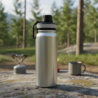 Termo Botella Acero Inoxidable Agua Termica Bebidas Camping Gris