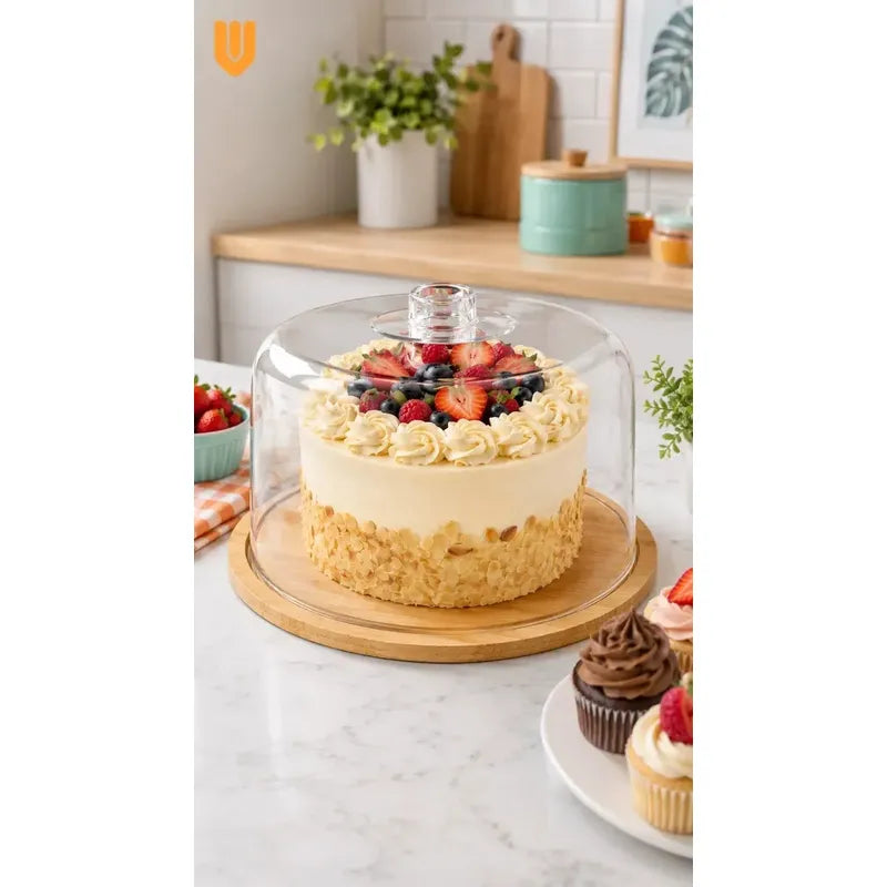 Base Soporte Torta Porta Cupcakes Transportador Dulces Transparente Bambu