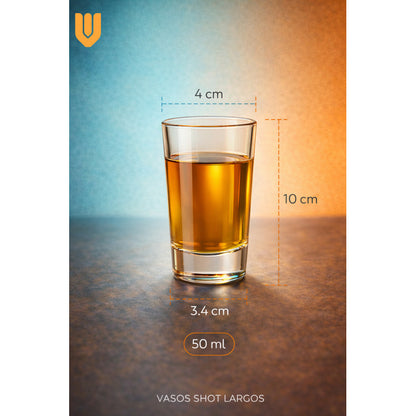 12 Vasos Shot Tequilero Pocillo Largo Vidrio Transparen 50ml Shot Tequila 50ml Vidrio Transparente Cristalino Largo Resistente Reutilizable Fiesta Bar Hogar Lavavajillas