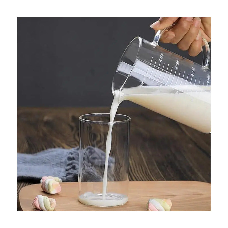 Pack 2 Tazas Medidora Con Tapa Tazas Vidrio Jarra Medidoras Transparente 350/500ml