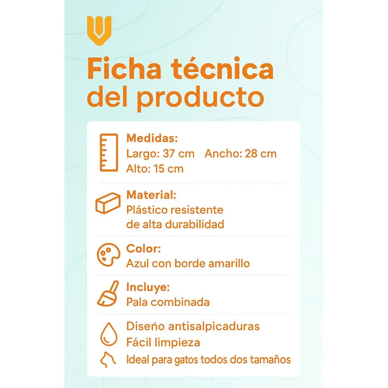 Arenero Gato Pequeño Caja Arena Bandeja Sanitaria Higienica Amarillo/azul