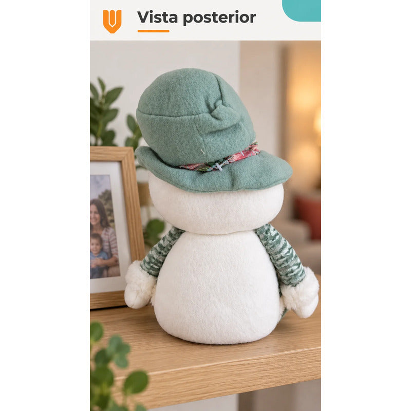 Muñeco Navideño 28cm Decorativo Adornar Figuras Navidad Blanco Muñeco Adorno Navideño Muñeco Papá Noel Viejito Pascuero Santa Claus Gorro Barba Blanca Figura Verdes Cascabel 28cm-nieve