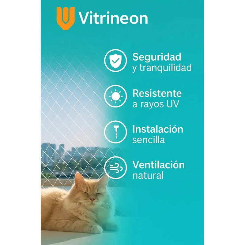 Malla Resistente Balcón Mascotas Nailon Transparente 4x3 Mts Blanco