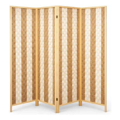 Biombo Oficina Ambientes Separador Divisor 4 Puertas 180 Cm Lisa Blanco/marron
