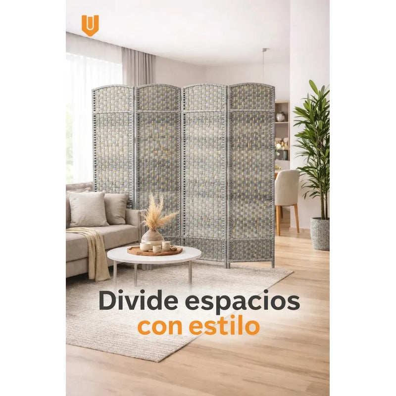 Divisor Espacios Hogar Oficina Panel Plegable Tela 4 Cuerpos Diseño Minimalista Plegable Gris Claro Estilo Nordico Tonalidad