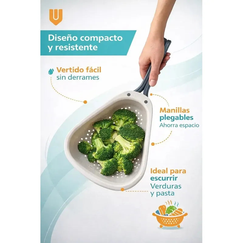 Colador Frutas Verduras Cocina Plegable Compacto Hogar Blanco Cocina Moderno Minimalista Elegante Diseño Compacto Visual Limpio Armonico Resistente Duradero Uso Diario Hogar Premium
