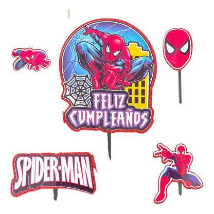 Topper Cumpleaños Torta Cotillon Cup Cake Fiestas Spiderman