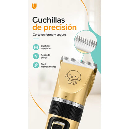 Maquina Cortar Pelo Perros Gatos Mascotas Peluqueria Kit Dorado Pequeño