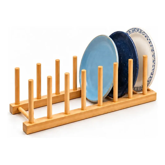 Escurridor Platos 34cm Secador Secaplatos Organizador Bambu Bambu Organizador Platos Madera Natural Portaplatos Separadores Verticales Estructura Abierta Cocina 34cm