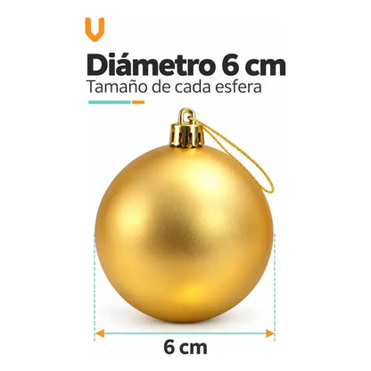 40 Esferas Navidad Adorno Bolas Decorativas Dorado 6cm Esferas Navideñas Clásicas Decorativas Acabados Brillantes Mate... 6 Cm Diámetro