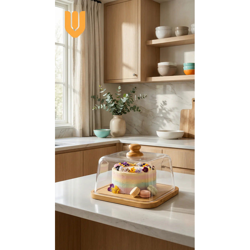 Base Cuadrada Bambu Ecologico Tortas Cupcakes 30x30cm Eco Bambú