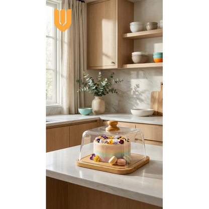 Base Cuadrada Bambu Tortas Cupcakes 30x30cm Exhibicion Pro Bambú