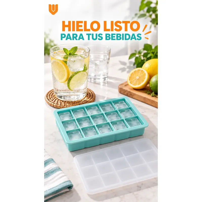 X4 Hielera Tapa Cubeta Molde Hielo Silicona 15cubos Multicol Cubetera Hielera Silicona Tapa Hielo Molde Reutilizable Lavable Congelador Bebidas Congelador Multicolor Cubetera Hielera Silicona...