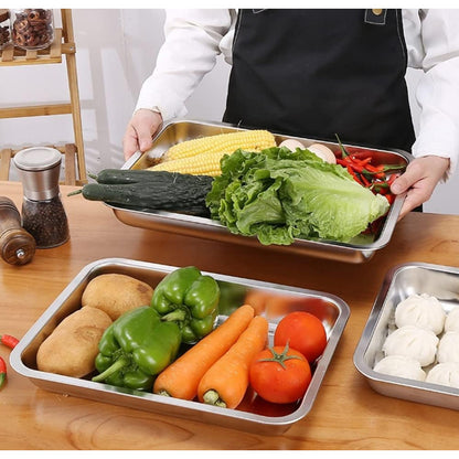 Bandeja Horno Acero Inoxidable Hornear Alimentos 40x30x2cm Color Plateado