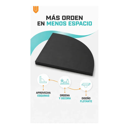 Repisas Flotante Negro Acabado Madera Pared 25cm Esquinera Repisa Esquinera Flotante Acabado Madera Cuarto Círculo Borde Curvo Fijación Oculta Mural Decorativa 25cm