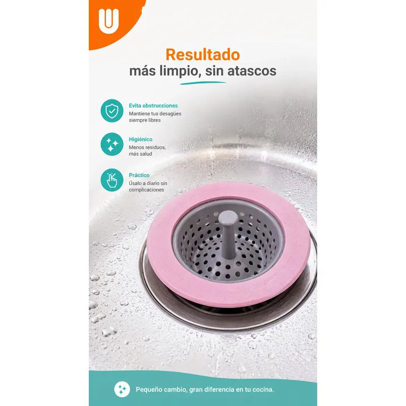 Filtro Bacha Pileta Rejilla Silicona Tapon Universal Cocina Multicolor Pequeño