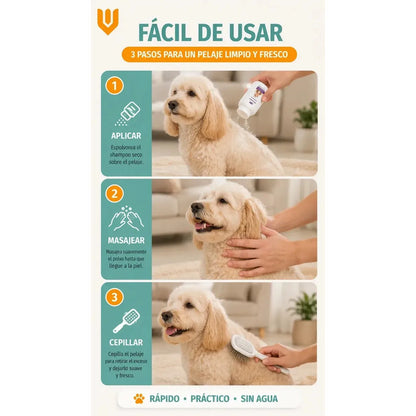 X2 Shampoo Seco Perro Desenredante Anticaida Pelo Higiene Shampoo Seco Perro Polvo 200 G Baño Seco Desodorizante Desenredante Anticaída Pelo Higiene Limpieza Rápida Pelaje Suave - 200g