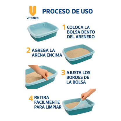 24 Bolsas Arenero Gatos Bolsa Sanitarias Desechables 60x50cm Bolsas Arenero Gato Desechables 60 X 50 Cm Pack 12 Sanitario Multicolor Resistentes Grandes Higiene Mascotas Premium Transparente