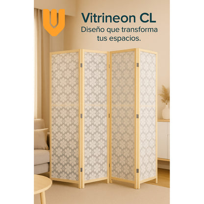 Biombo Separador Ambientes Ratan Moderno 4 Puertas 180 Cm
