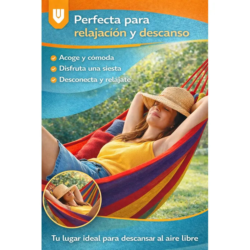 Columpio Colgante Multicolor Exterior Camping Playa Viaje Rojo Brillante Tonalidad Intensa Tela Durable Estilo Tropical Veraniego Jardín Terraza Patio Camping Relax Ext Hamaca Descanso Exterior...