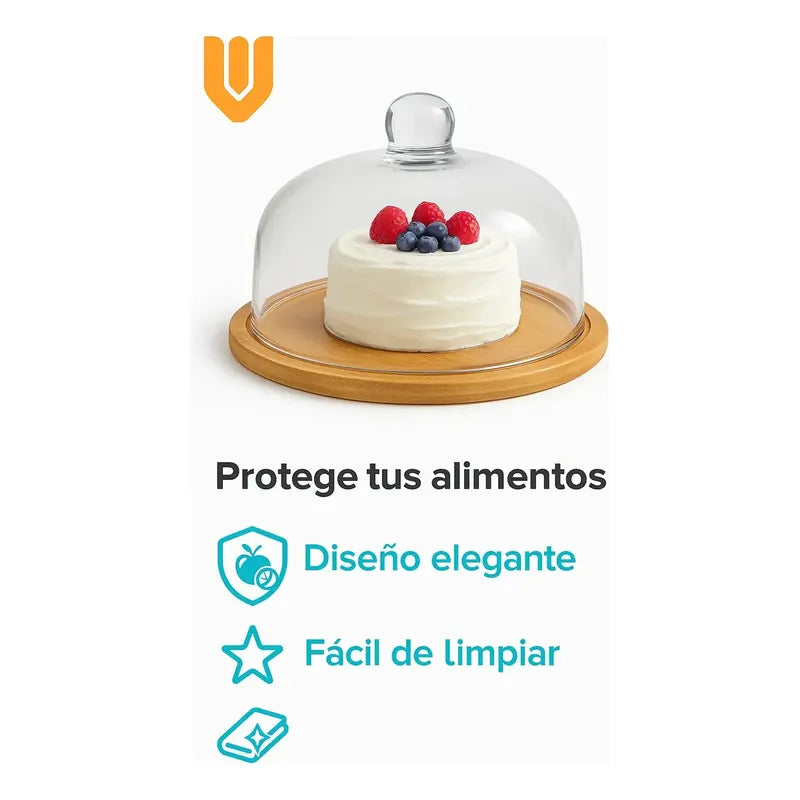 Base Torta Redonda Elegante Fresca Expositor Cupcakes Dulces Bambú