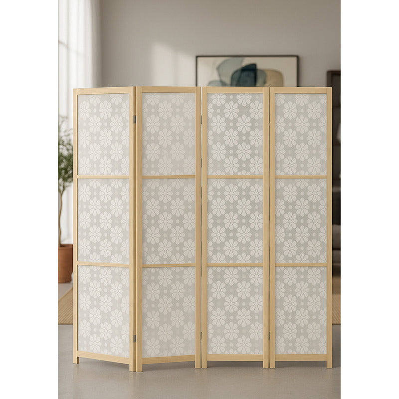 Biombo Separador Ambientes Ratan Moderno 4 Puertas 180 Cm