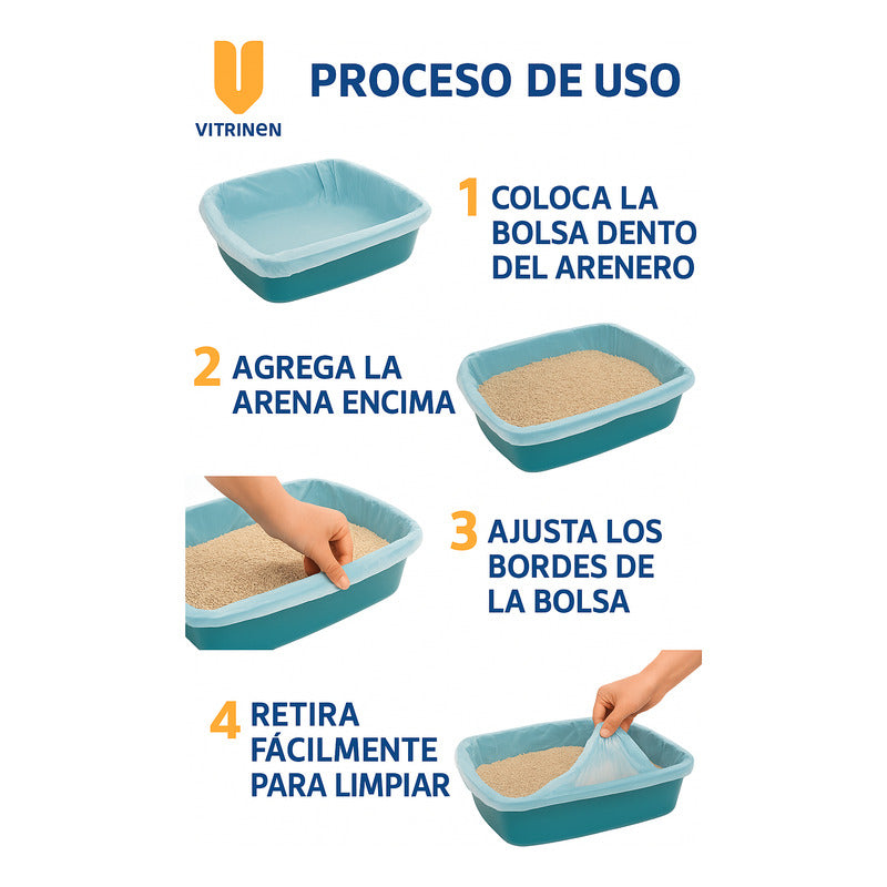 12 Bolsas Arenero Gatos Bolsa Sanitarias Desechables 60x50cm