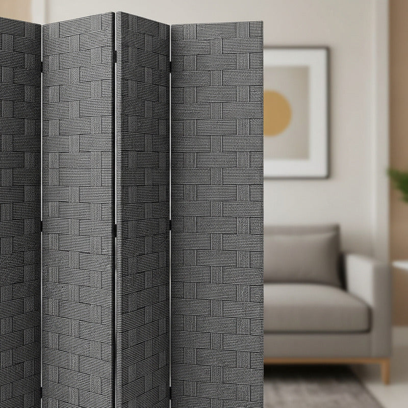 Biombo Oficina Interior Separador Ambientes Ratán 4 Paneles