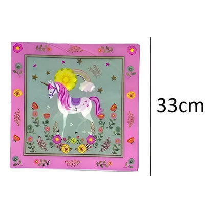 X20 Servilletas Cumpleaños Feliz Cumpleaños  Unicornio  Rosado