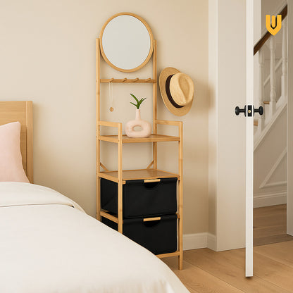 Organizador Ropa Accesorios Bambu Doble Canasto Multifuncion