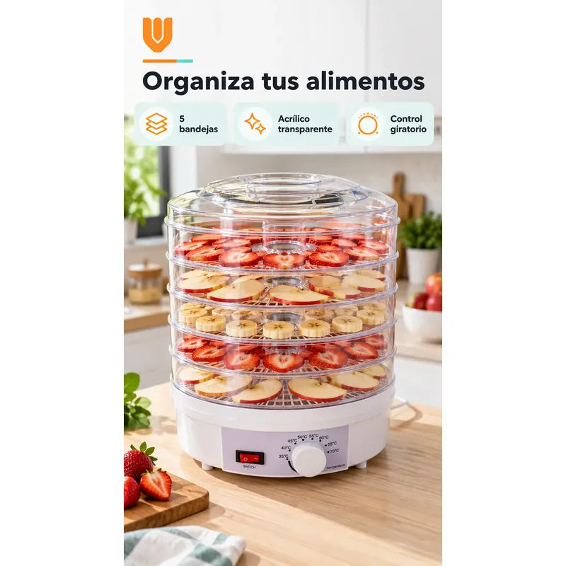 Deshidratador De Alimentos Y Frutas Eléctrico 5 Bandejas Blanco