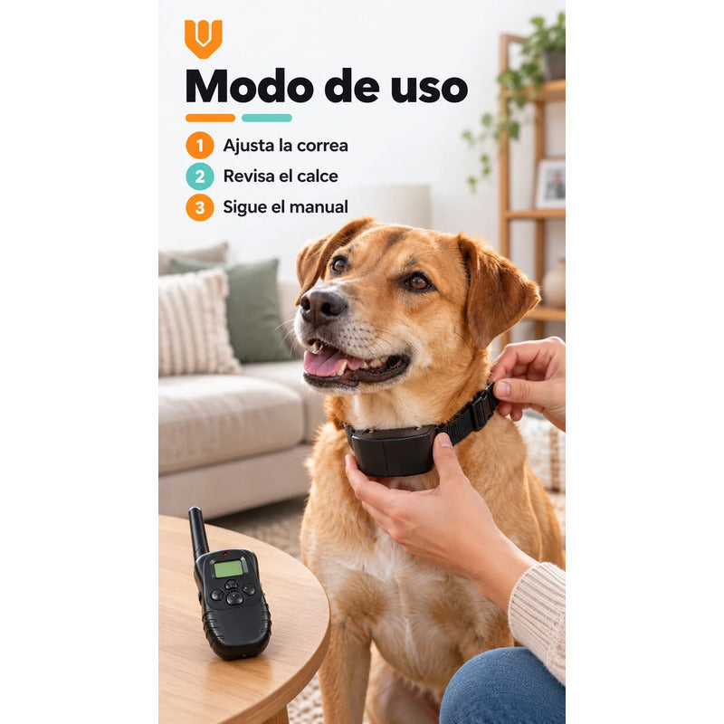 Collar Perro Entrenamiento Electrico Control Remoto Negro Collar Canino Correa Ajustable Tejida Hebilla Receptor Control Remoto Pantalla Pilas Incluidas Entrenamiento